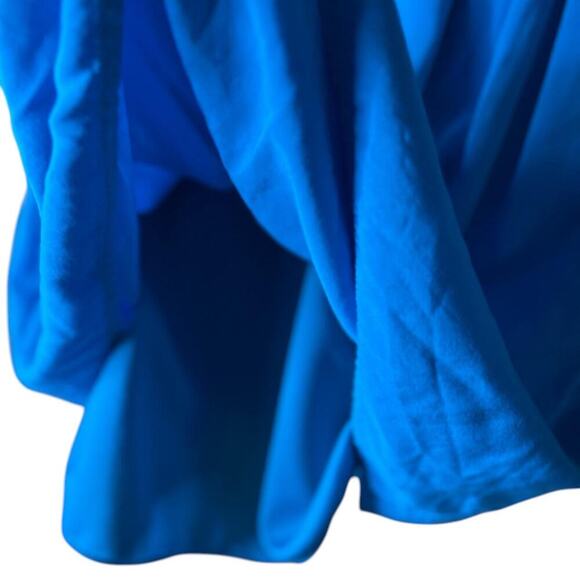 Blue Knee Length Summer Dress With Zipper Details Low Back Gathered Waist - Picture 3 of 6